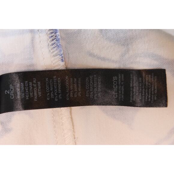 CHICOS SO SLIMMING Girlfriend Crop blue White Floral Stretch Cotton Pants 2 - Picture 5 of 14